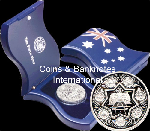 2001 Australia silver $1.25 (Federation Holey Dollar & Dump)